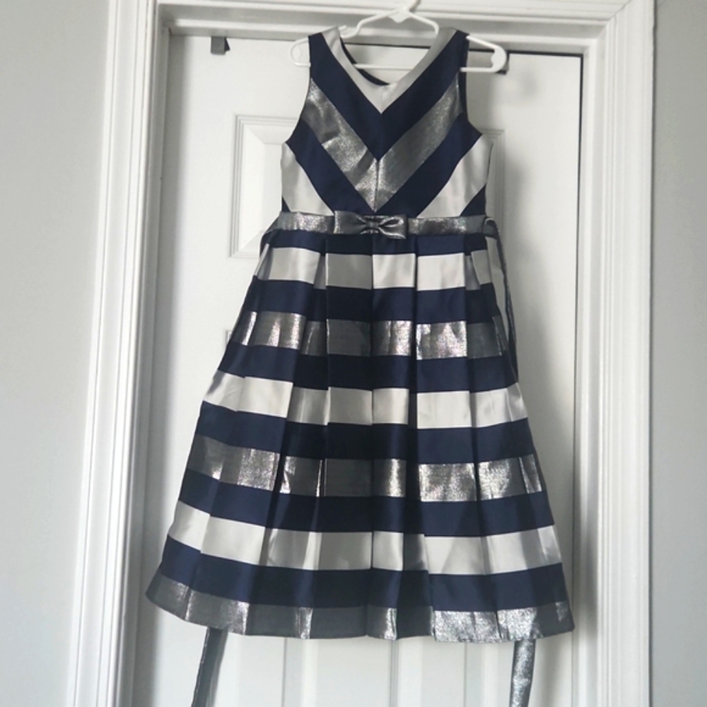 Navy Blue, Gray and Silver American Princess Dress Size 7